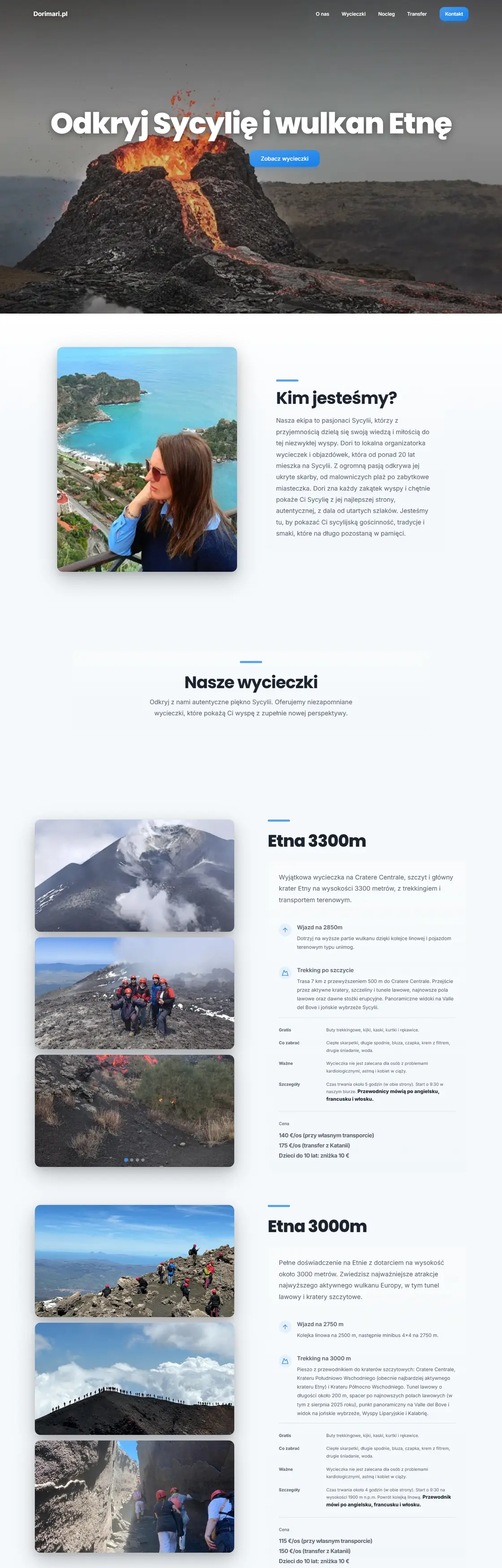 Strona Dorimari, sekcja startowa z fotografią z Sycylii